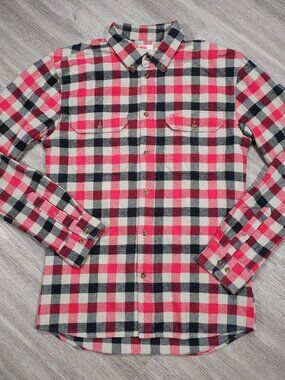 Fjallraven Shirt Men's XL (Fits S/M) Slim Fit Red Black Plaid Skog Flannel